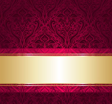 Kırmızı ve altın lüks duvar kağıdı