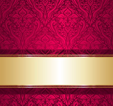 Kırmızı ve altın lüks duvar kağıdı