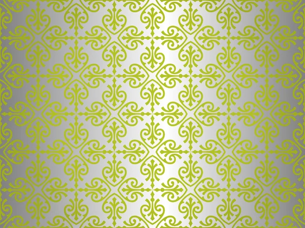 Green & silver vintage wallpaper design — Stock Vector