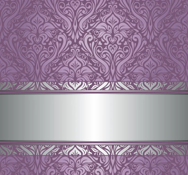 Violet & zilveren vintage wallpaper — Stockvector