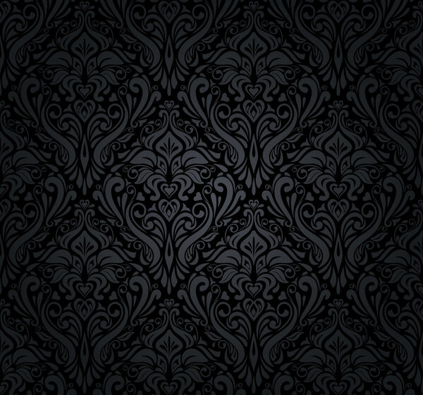 черный и серебристый винтажные обои
