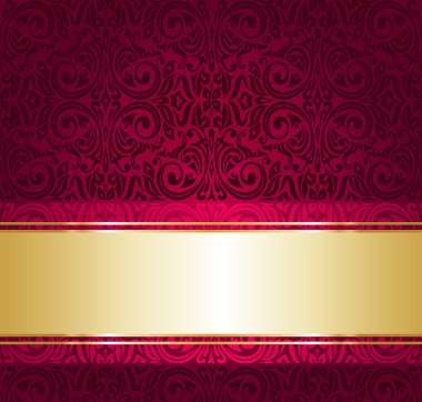 Kırmızı ve altın lüks duvar kağıdı