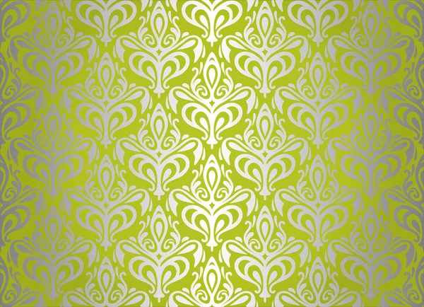 Grüne & silberne Vintage-Tapeten — Stockvektor
