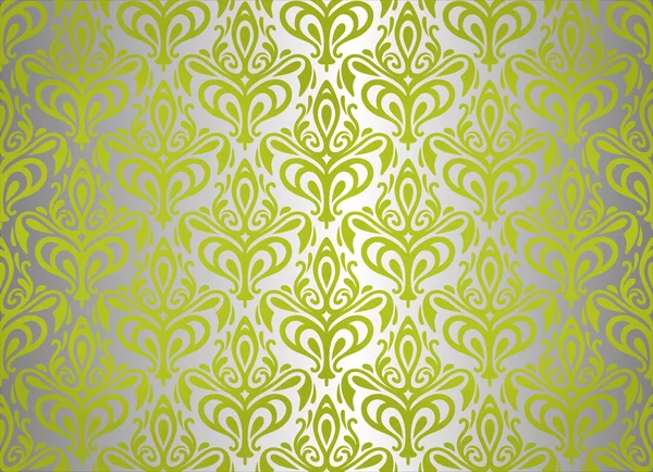 Groene & zilveren vintage wallpaper ontwerp — Stockvector