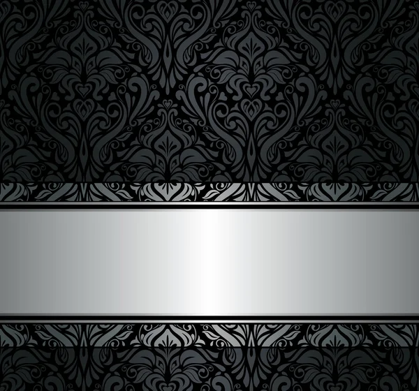黒と銀のビンテージ壁紙 — ストックベクタ