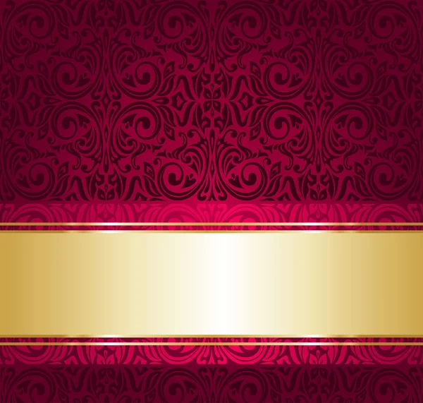 Papel de parede vintage luxo vermelho e dourado —  Vetores de Stock