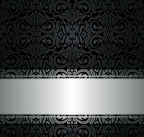 Fondo de pantalla vintage negro y plata — Vector de stock