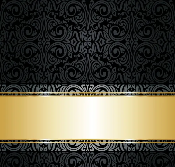 Black and gold vintage wallpaper — Stock Vector