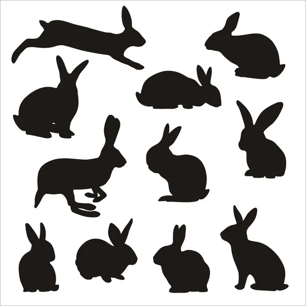 Siluetas de conejo de Pascua — Archivo Imágenes Vectoriales