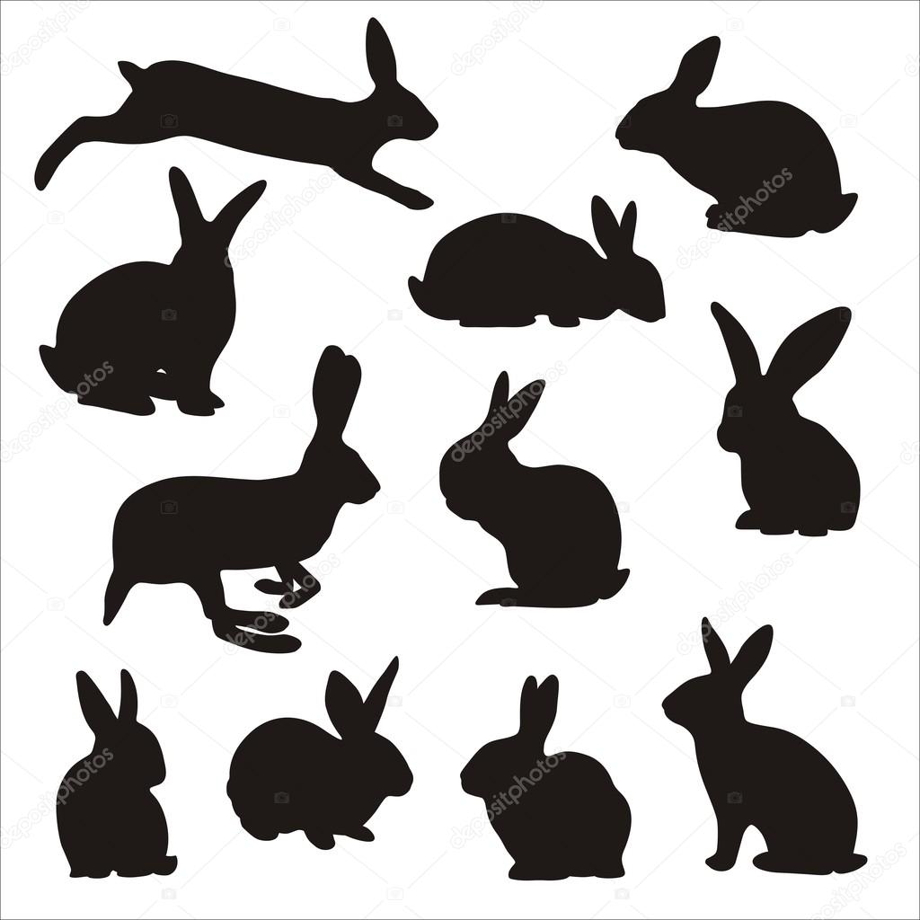 Easter bunny silhouettes