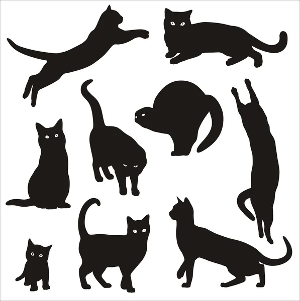 Silueta de gato — Vector de stock