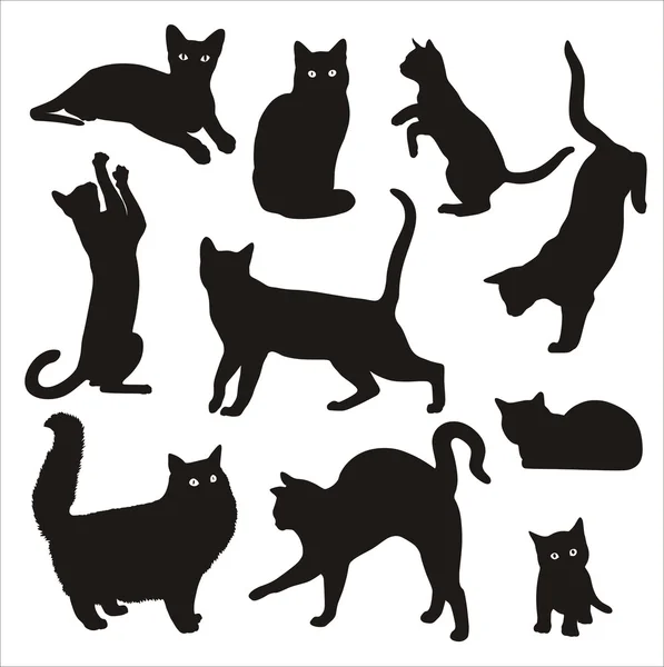 Silueta de gato — Vector de stock