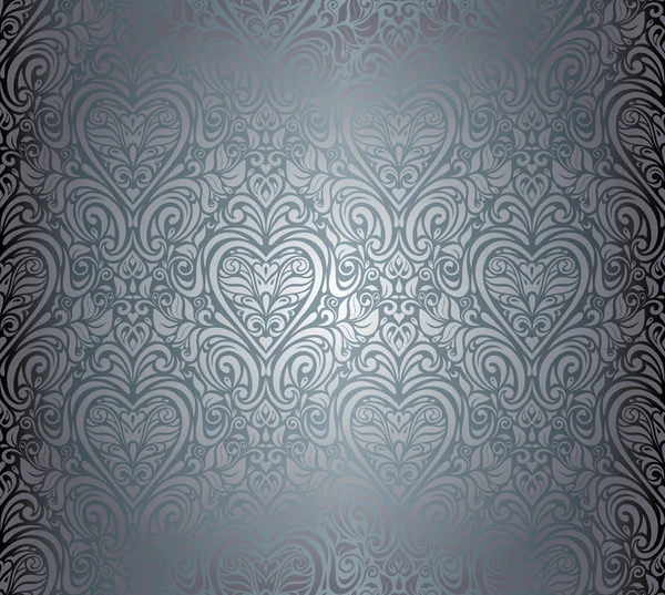Серебряный роскошный винтажный безseamless цветочный фон дизайн — стоковый вектор