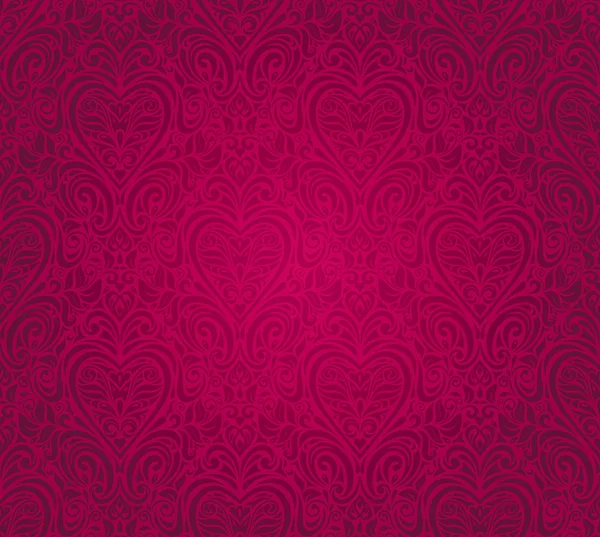赤いヴィンテージのシームレスな背景の花のデザイン — ストックベクタ