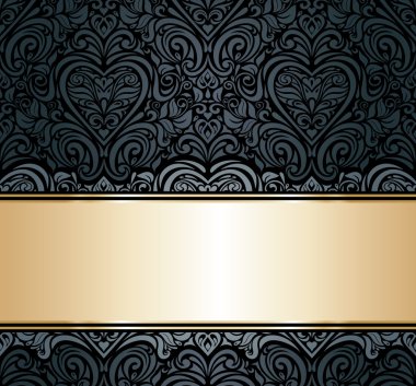 siyah & altın vintage davetiye tasarım