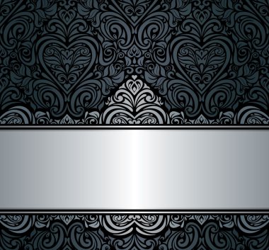 vintage davet Siyah & Gümüş arka plan tasarımı
