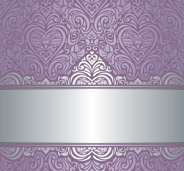 Zilveren & violet luxe vintage uitnodiging ontwerp van de achtergrond — Stockvector