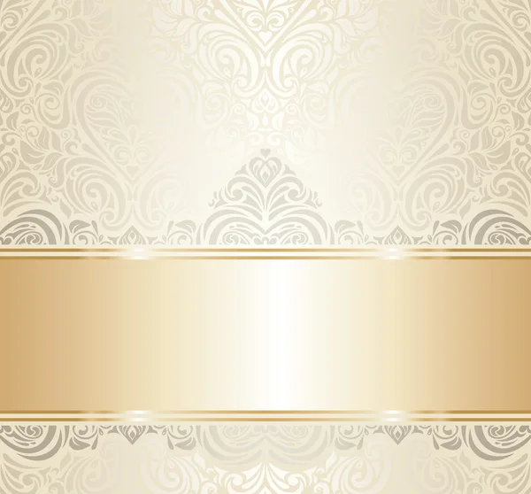 Blanco y oro vintage invitación lujo fondo diseño — Vector de stock