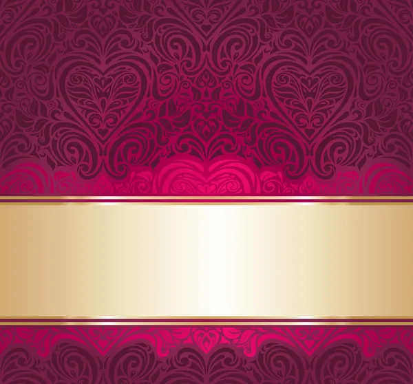 赤と金のビンテージ招待状の背景 — ストックベクタ