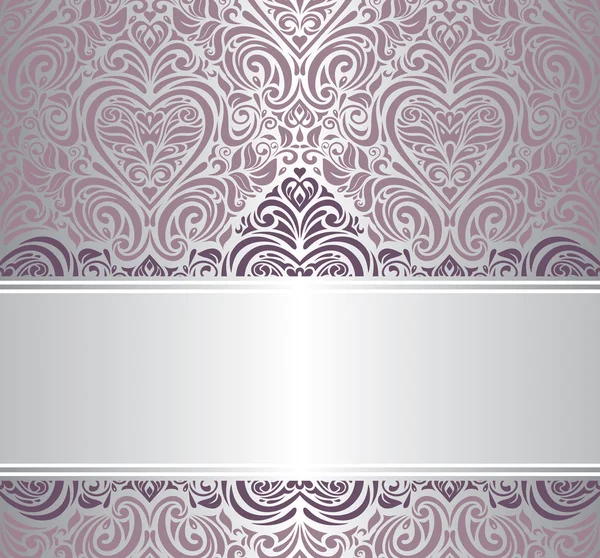 Pink & silver vintage invitation design — Stock Vector