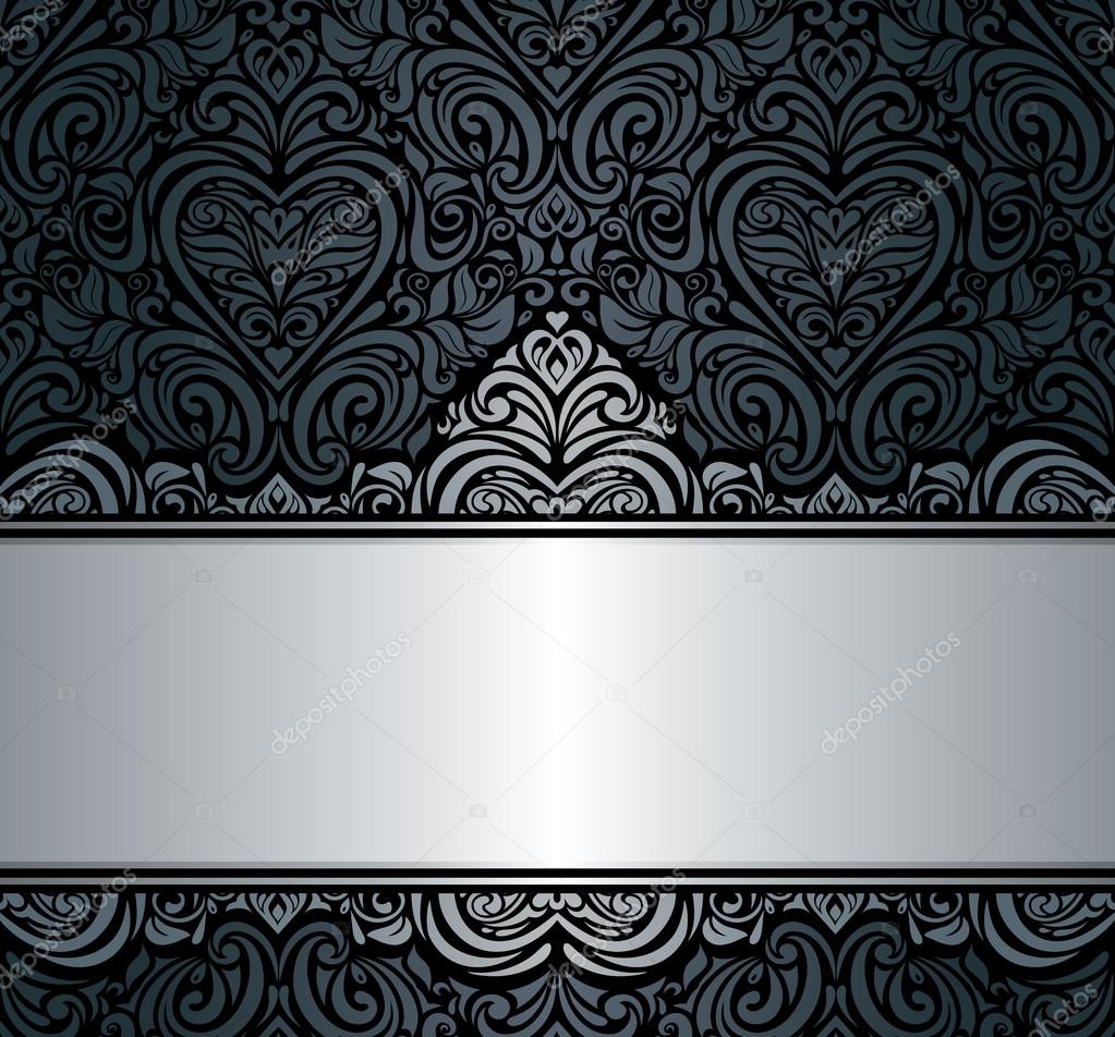 Preto & prata vintage convite fundo design imagem vetorial de