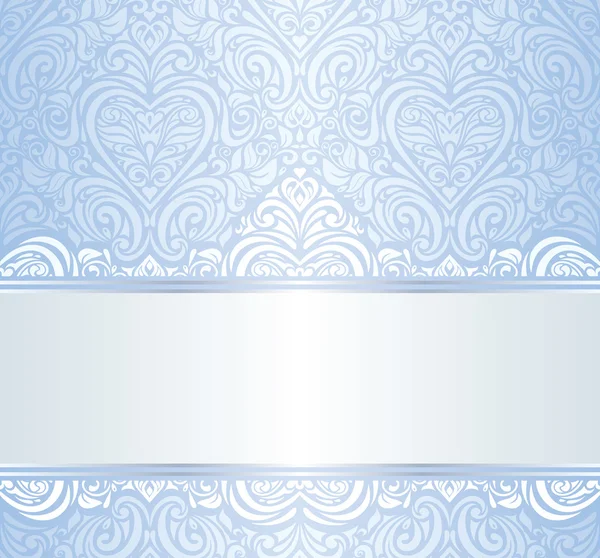 Azul vintage convite floral papel de parede fundo —  Vetores de Stock