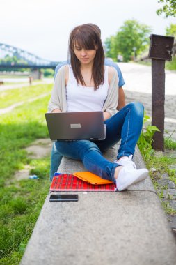 Dizüstü bilgisayarlı kadın