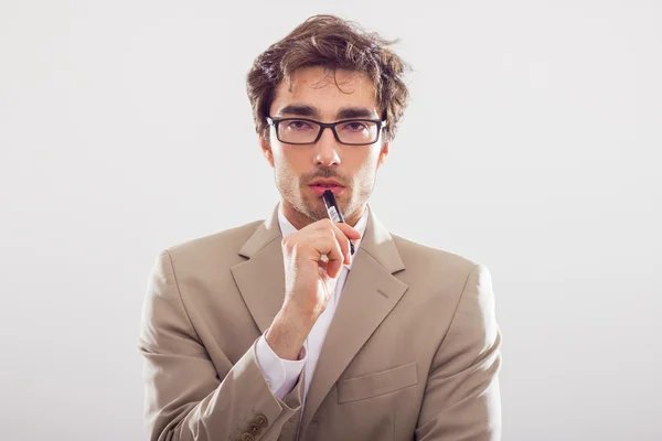 Young businessman with marker — Stock Photo, Image