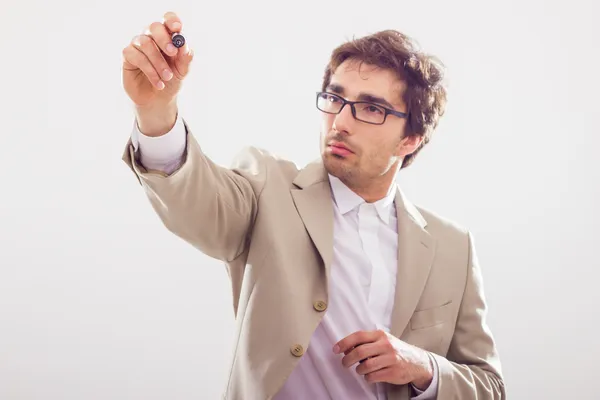 Businessman drawing with marker — Stock Photo, Image