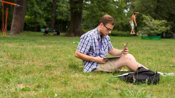 Man on grass — Stock Photo, Image