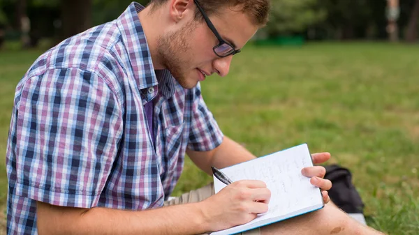 Homem estudando ao ar livre — Fotografia de Stock