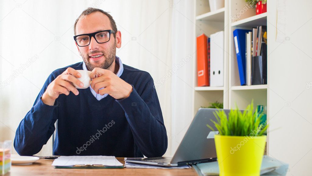 Caucasian man with coffee