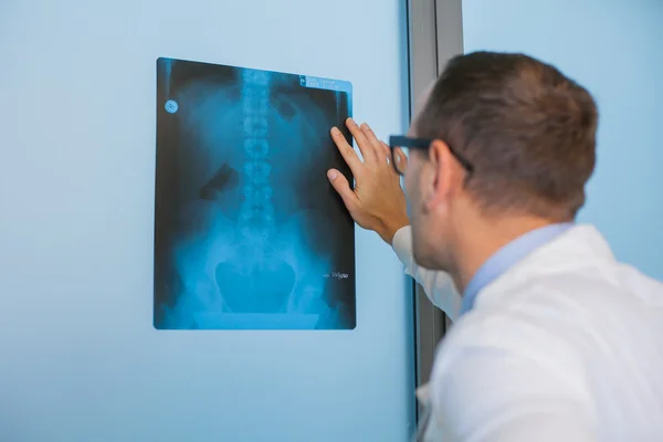 Läkaren tittar på röntgen bild — Stock fotografie