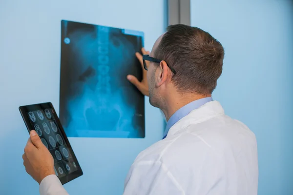 Доктор с планшетом и рентгеновским снимком Стоковая Картинка