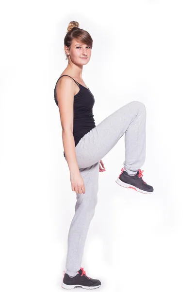 Instrutor de fitness fazendo aeróbica — Fotografia de Stock