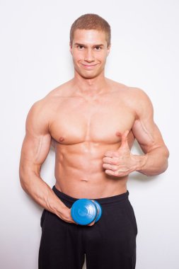 vücut dumbbell başparmak göstermek yukarıya ile