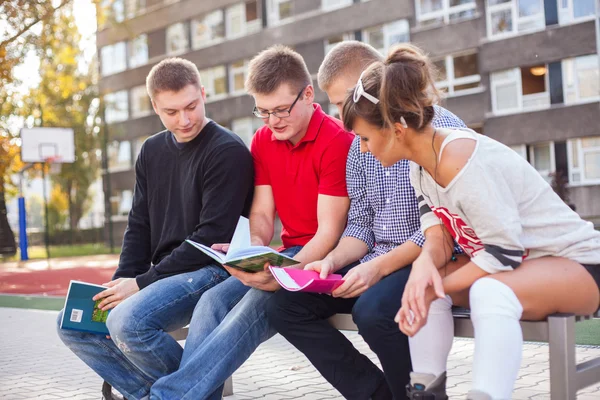 Studenti ve škole pole — Stock fotografie