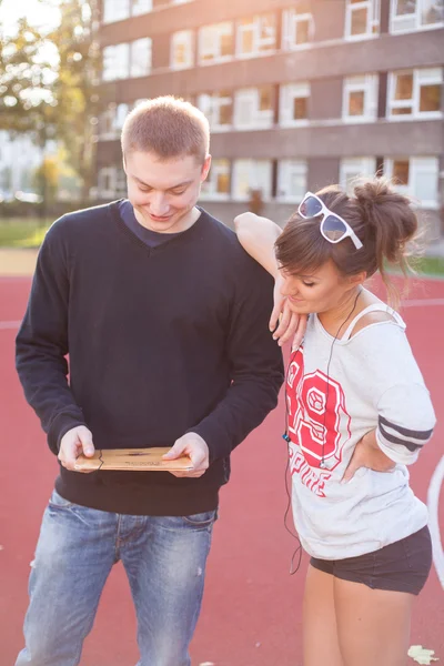 Students at school field — Stock Photo, Image