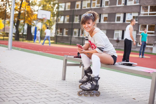 Woman on rollerblades — Stock Photo, Image