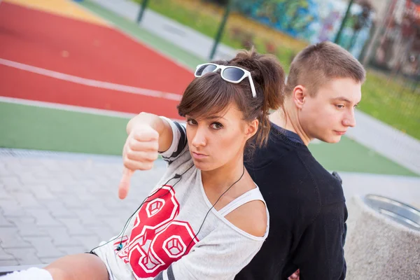 Students at school field — Stock Photo, Image