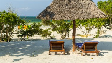 şezlong ve şemsiye