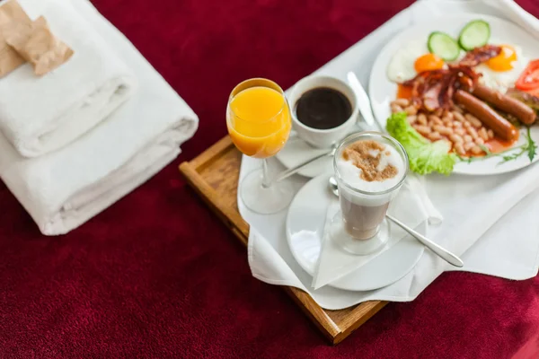 Tray with english breakfast — Stock Photo, Image