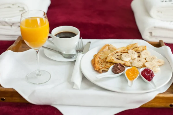 Tray with breakfast food — Stock Photo, Image