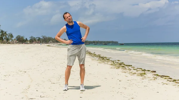 Man doing morning exercises — Stock Photo, Image