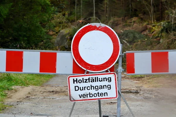 Estrada bloqueada no Parque Nacional Harz — Fotografia de Stock