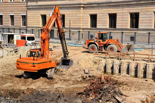 Um local de construção no centro de Berlim — Fotografia de Stock