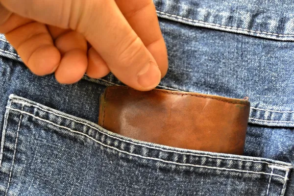 Theft of a wallet from his pocket — Stock Photo, Image