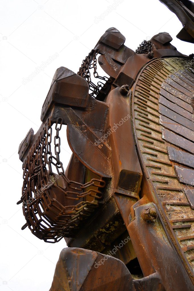Detail of a coal excavator in a brown coal mine