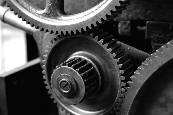 Close-up van versnellingen van een oude machine — Stockfoto
