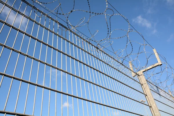 Barbed wire on a fence — Stock Photo, Image